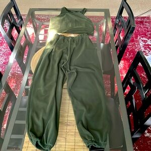 Forest green Fleece  mid tank and sweats
